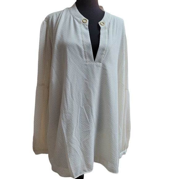 MICHAEL Womens White Sheer Lined Grommet Hardware Darted Polka dot 3x - Picture 1 of 8